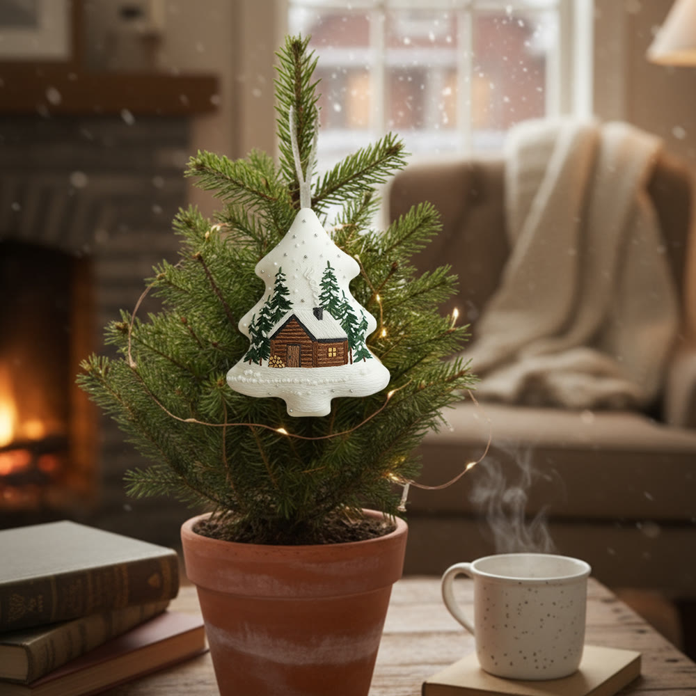 Rubbyoo Tree-shaped Embroidery Kit - Big House | Diy Christmas Decorations | Unique Landscape Pendant - image 4