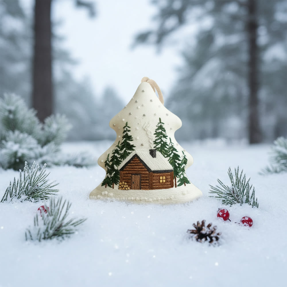 Rubbyoo Tree-shaped Embroidery Kit - Big House | Diy Christmas Decorations | Unique Landscape Pendant - image 3