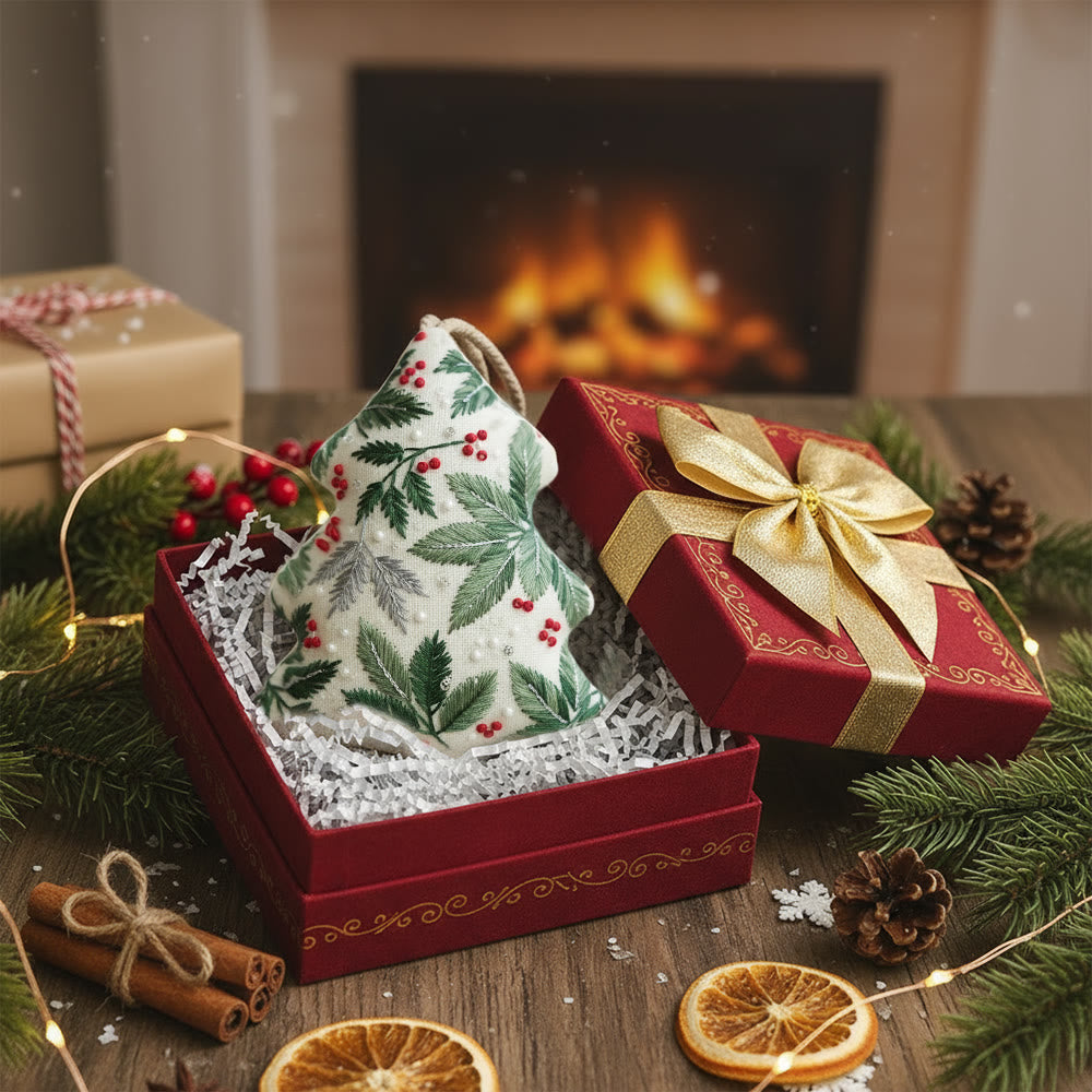 Rubbyoo Tree-shaped Embroidery Kit - Holly Leaves | Christmas Tree Ornaments | Holiday Party Gift - image 5