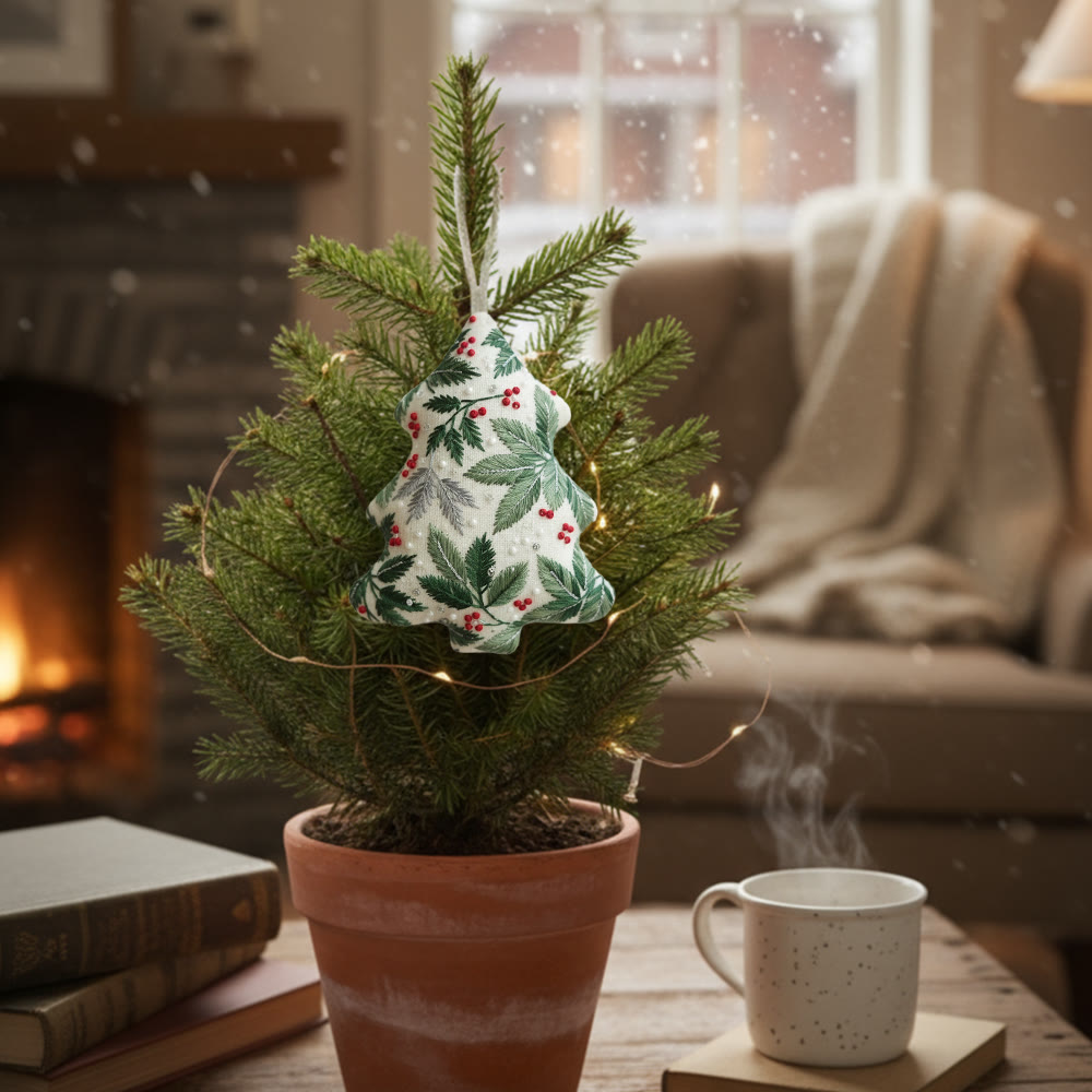 Rubbyoo Tree-shaped Embroidery Kit - Holly Leaves | Christmas Tree Ornaments | Holiday Party Gift - image 3