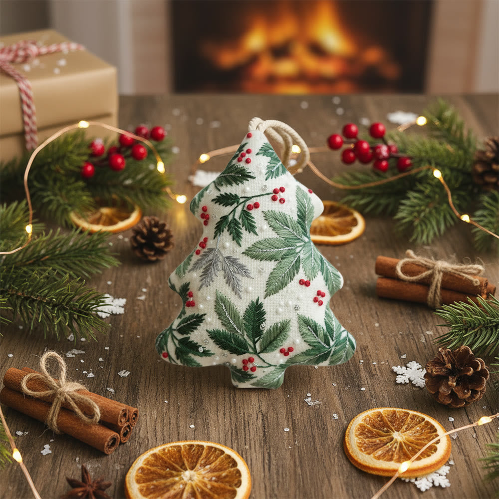 Rubbyoo Tree-shaped Embroidery Kit - Holly Leaves | Christmas Tree Ornaments | Holiday Party Gift - image 6