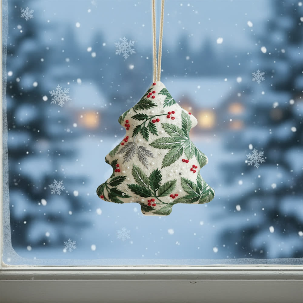 Rubbyoo Tree-shaped Embroidery Kit - Holly Leaves | Christmas Tree Ornaments | Holiday Party Gift - image 1