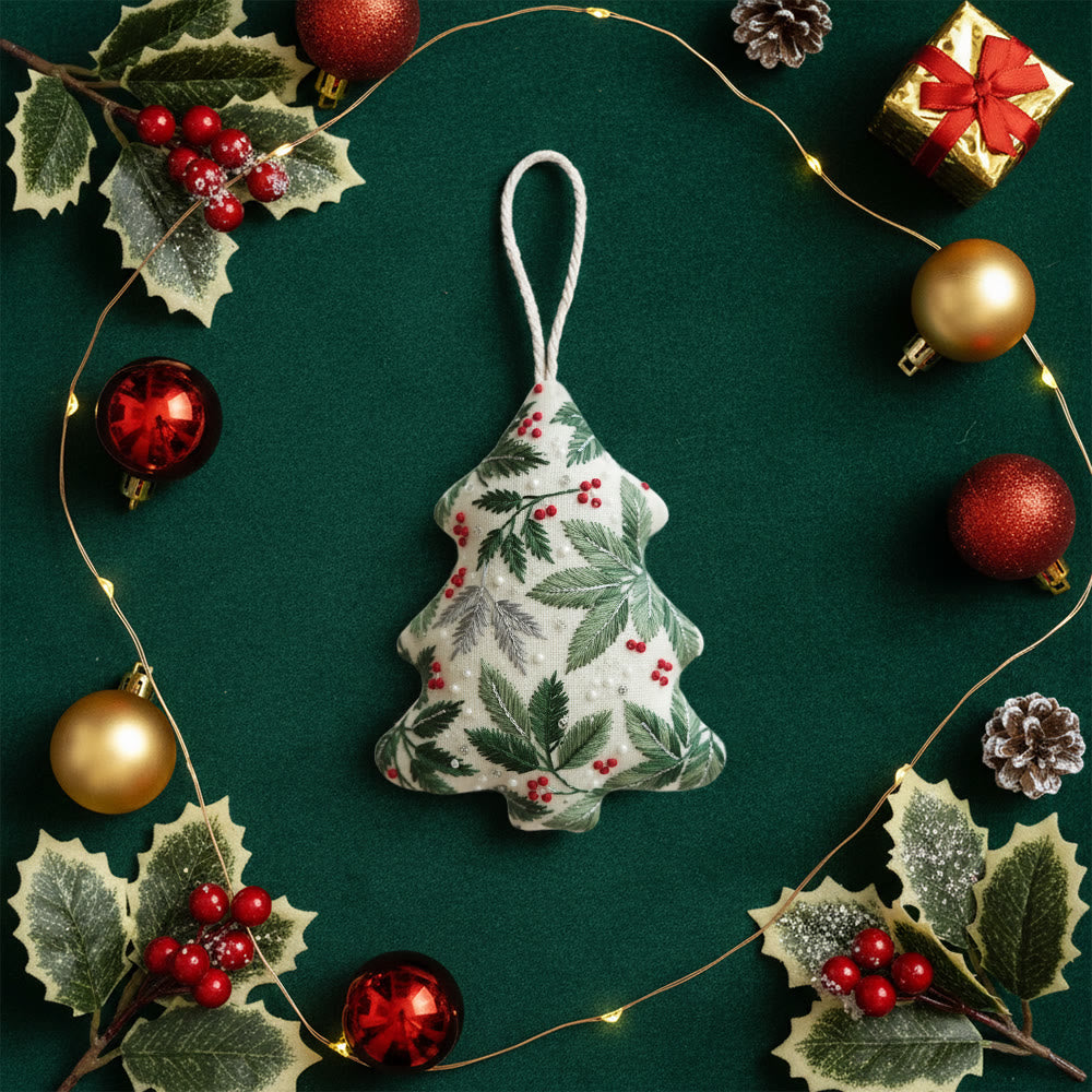 Rubbyoo Tree-shaped Embroidery Kit - Holly Leaves | Christmas Tree Ornaments | Holiday Party Gift - image 8