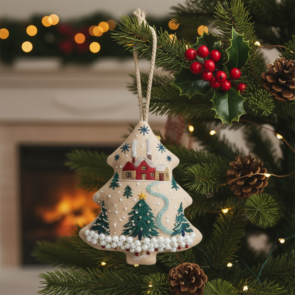 Rubbyoo Tree-shaped Embroidery Kit - Christmas Tree | Diy Christmas Pendant | Unique Gift Idea - 6 inches hoop kit - image 0