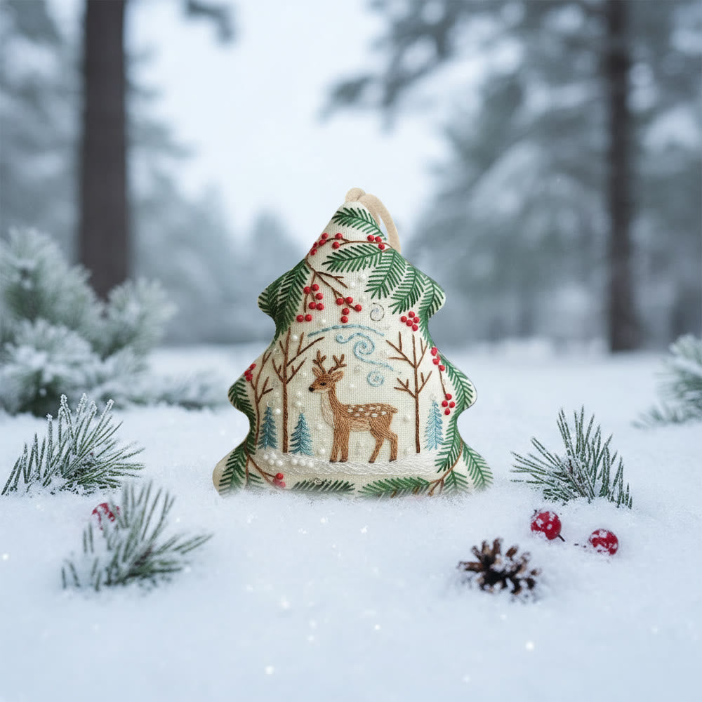 Rubbyoo Tree-shaped Embroidery Kit - Christmas Deer | Winter Animal Craft | Diy Holiday Craft - image 3