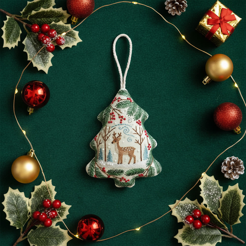 Rubbyoo Tree-shaped Embroidery Kit - Christmas Deer | Winter Animal Craft | Diy Holiday Craft - image 9