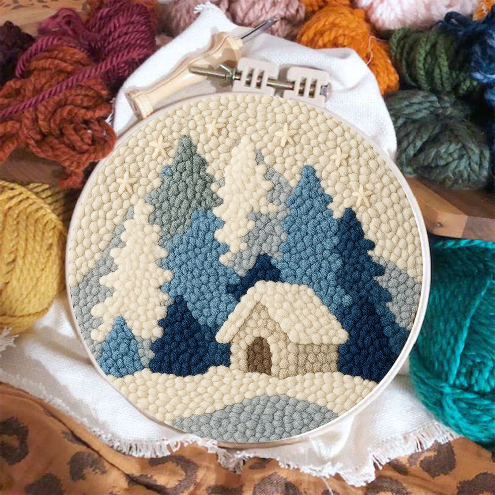 Winter Cabin Punch Needle Kit – Beginner Diy | Perfect Winter Home Hanging - image 1