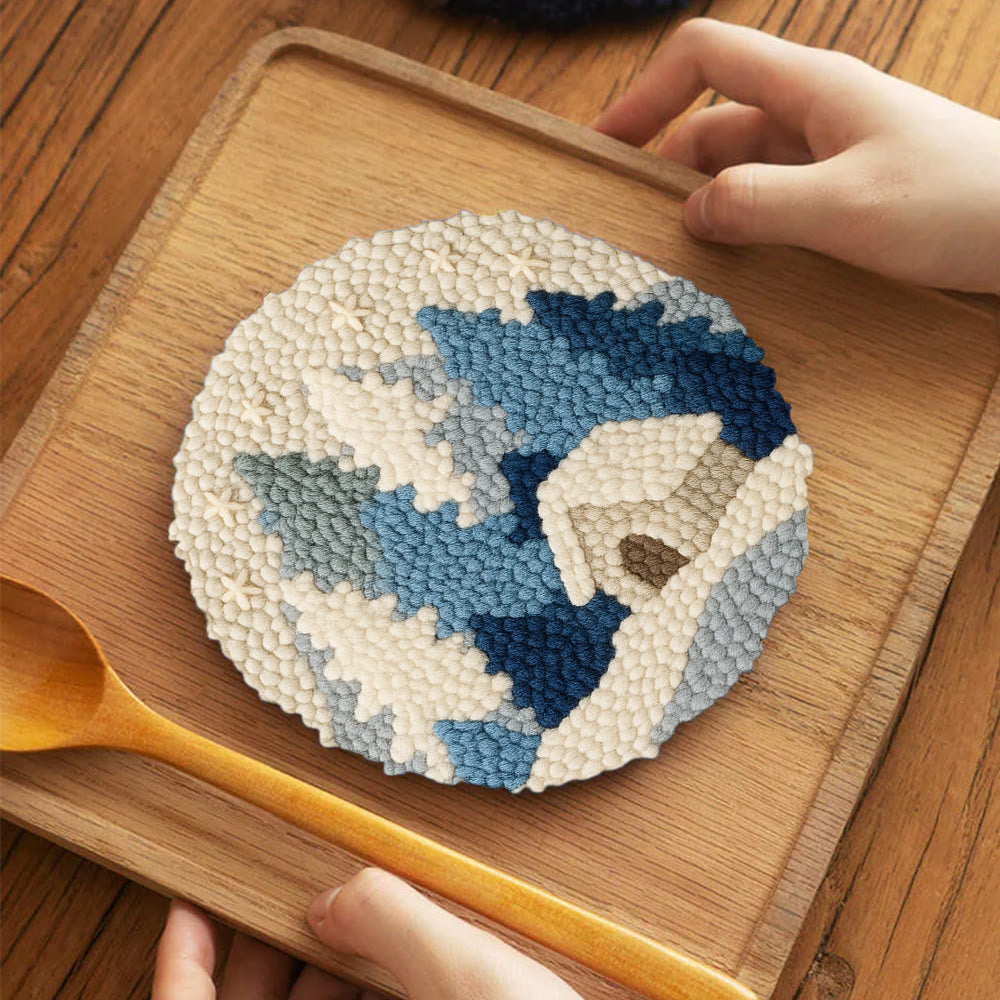 Winter Cabin Punch Needle Kit – Beginner Diy | Perfect Winter Home Hanging - 5 inch Coaster Kit - image 3