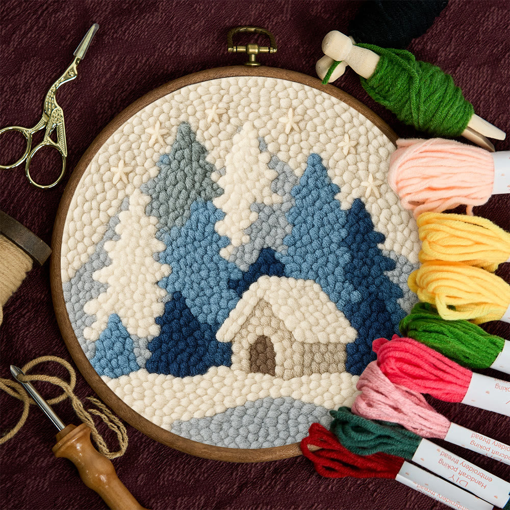 Winter Cabin Punch Needle Kit – Beginner Diy | Perfect Winter Home Hanging - image 10