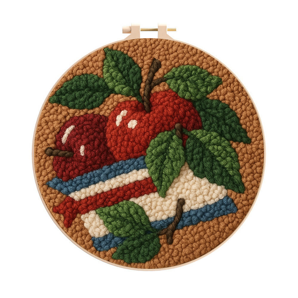Apple Harvest Punch Needle Kit – Beginner Project | Thoughtful Handmade Gift Idea - 8 inch Hoop Kit - image 0