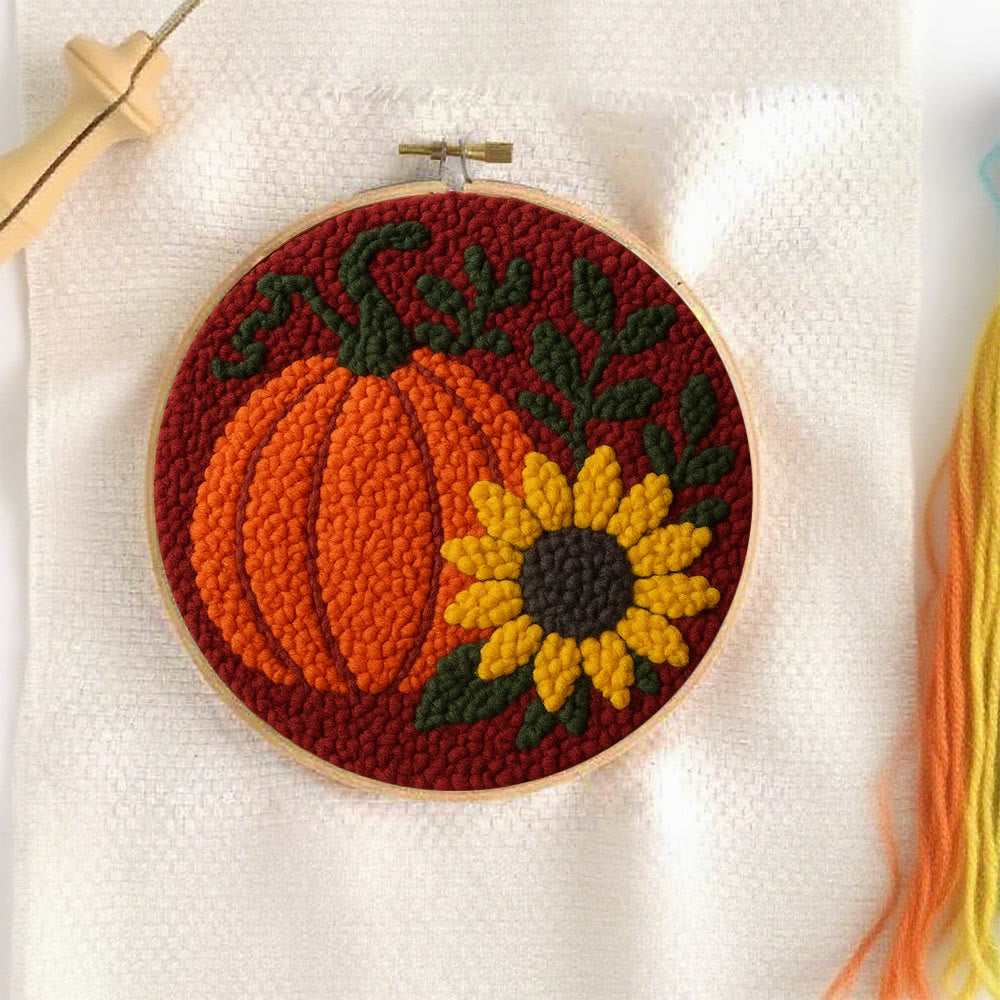 Harvest Pumpkin Punch Needle Kit – Easy Diy Project | Vibrant Fall Handmade Decoration - image 1