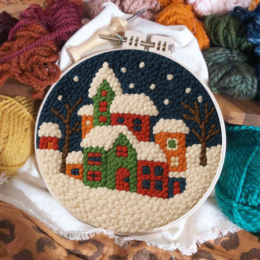 Winter Village Punch Needle Kit – Easy Beginner DIY Set | Winter Home Accent - image 2