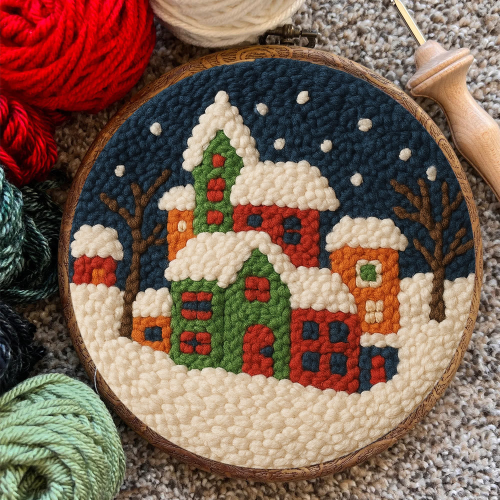 Winter Village Punch Needle Kit – Easy Beginner DIY Set | Winter Home Accent - image 7