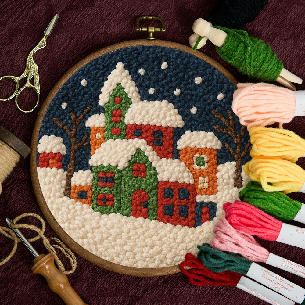 Winter Village Punch Needle Kit – Easy Beginner DIY Set | Winter Home Accent - image 9