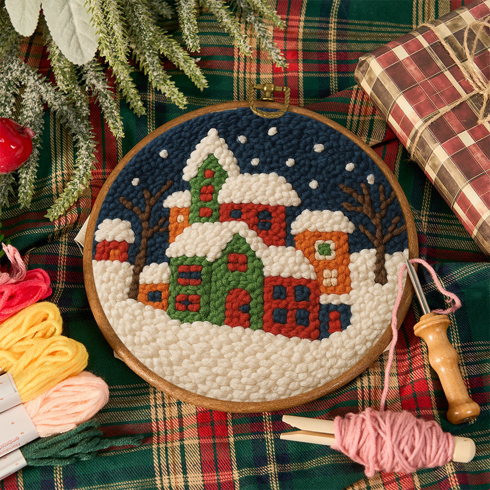 Winter Village Punch Needle Kit – Easy Beginner DIY Set | Winter Home Accent - image 11