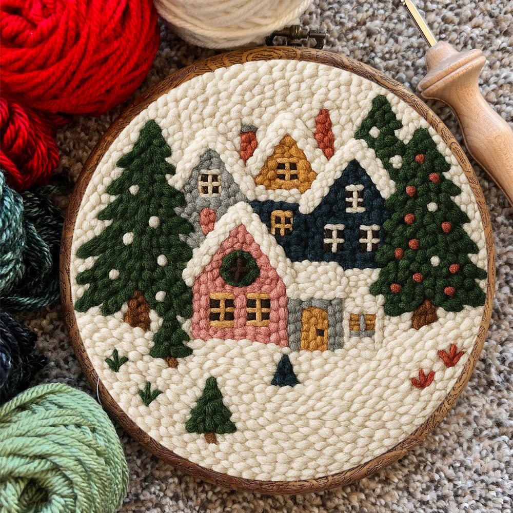 Snowy Village Punch Needle Kit – Simple DIY Project | Cozy Holiday Display - image 7