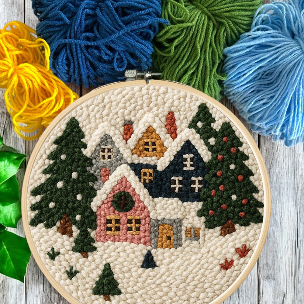 Snowy Village Punch Needle Kit – Simple DIY Project | Cozy Holiday Display - image 6