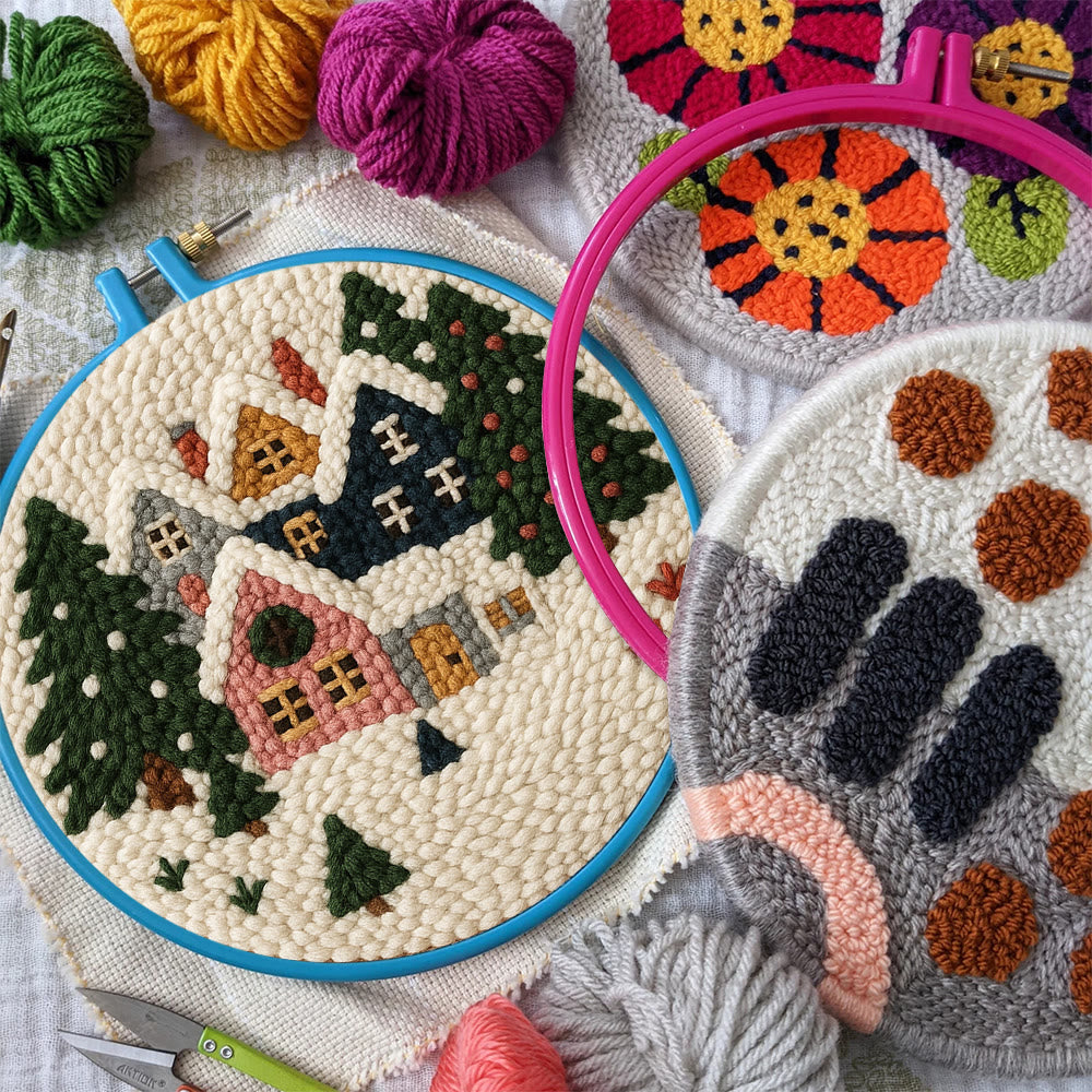 Snowy Village Punch Needle Kit – Simple DIY Project | Cozy Holiday Display - image 9