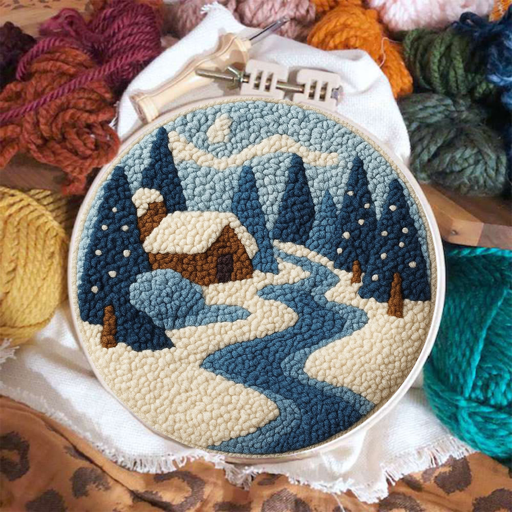 Winter Cabin Punch Needle Kit – Ideal Gift For Nature Lovers | Cozy Handmade Winter Portrait - image 1