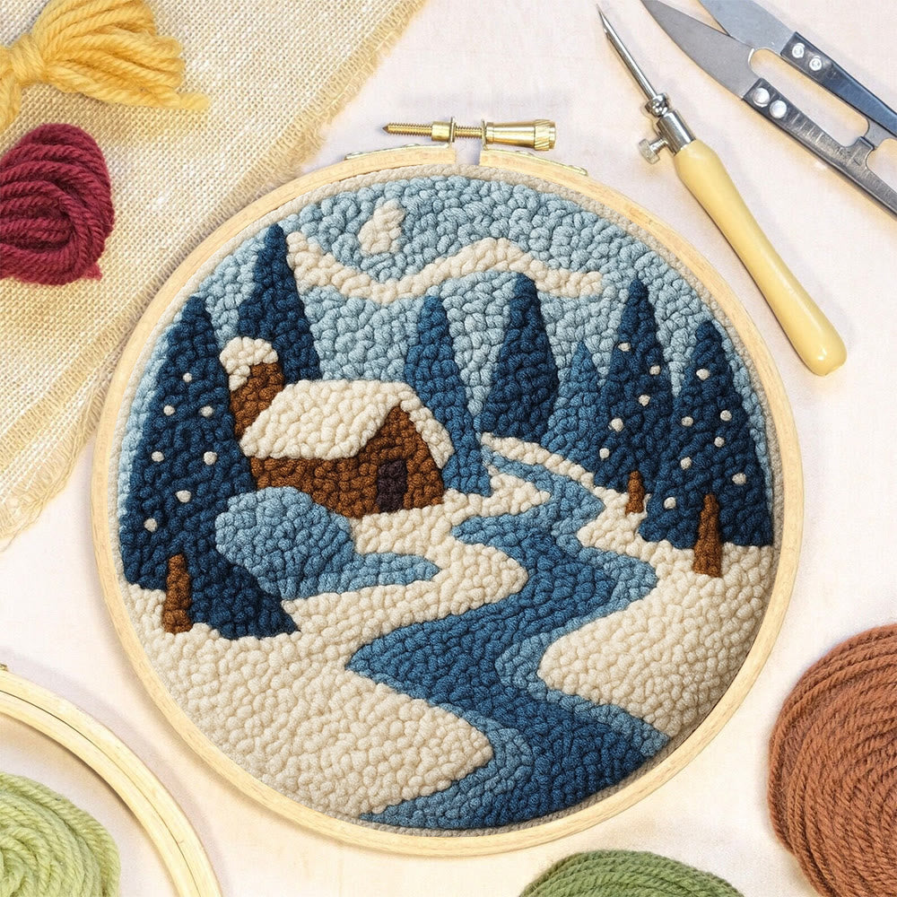 Winter Cabin Punch Needle Kit – Ideal Gift For Nature Lovers | Cozy Handmade Winter Portrait - image 2