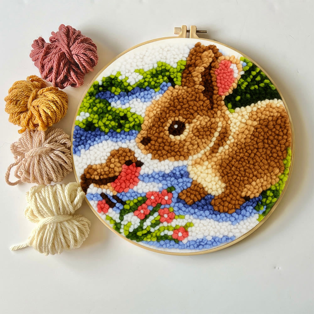 Realistic Bunny Punch Needle Kit – Beginner-friendly Project | Vibrant Handmade Nature Art - image 1