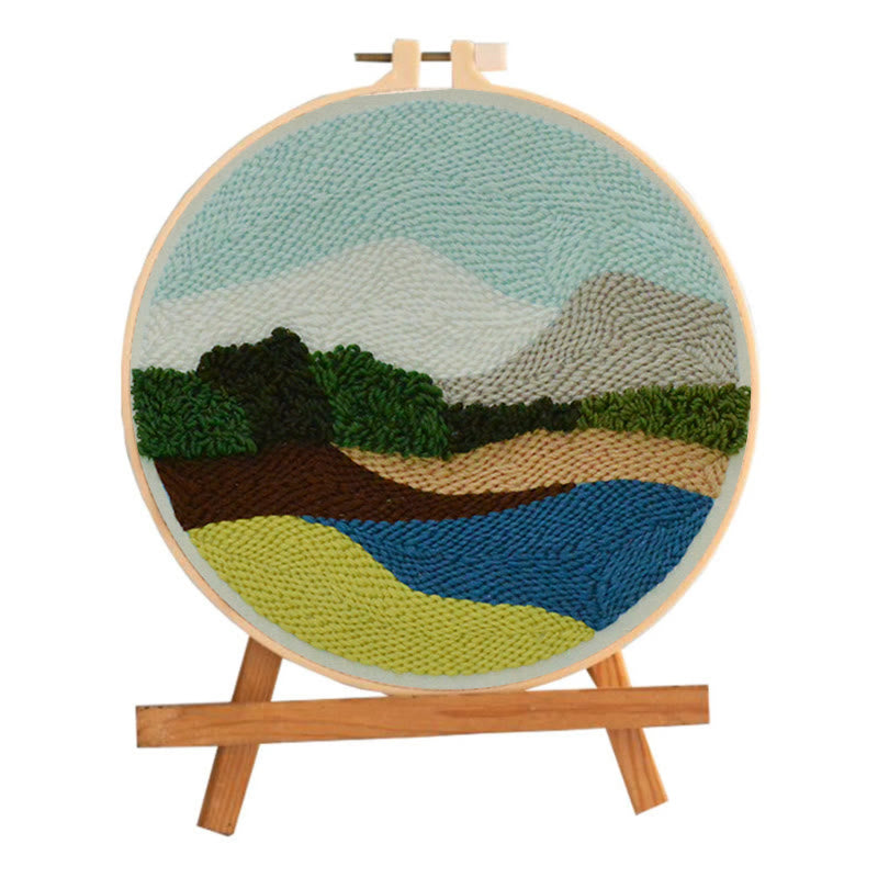 Serene Landscape Punch Needle Kit – Peaceful DIY Project | Relaxing Nature-Inspired Wall Art - image 1