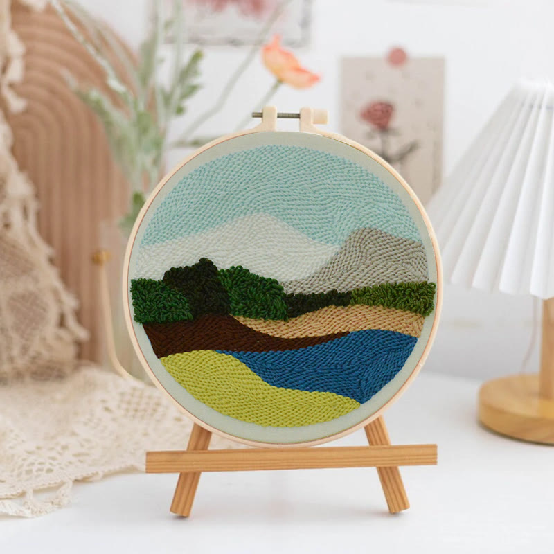 Serene Landscape Punch Needle Kit – Peaceful DIY Project | Relaxing Nature-Inspired Wall Art - image 2