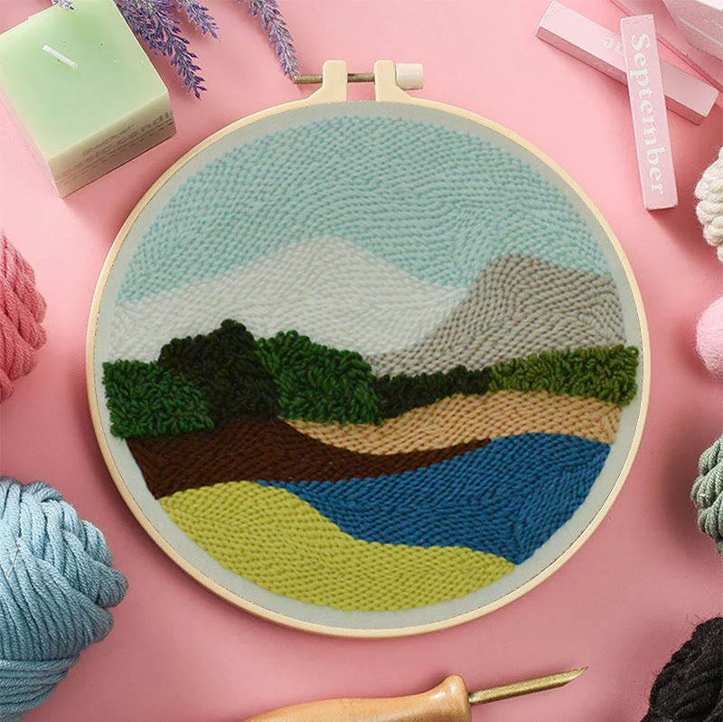 Serene Landscape Punch Needle Kit – Peaceful DIY Project | Relaxing Nature-Inspired Wall Art - image 5