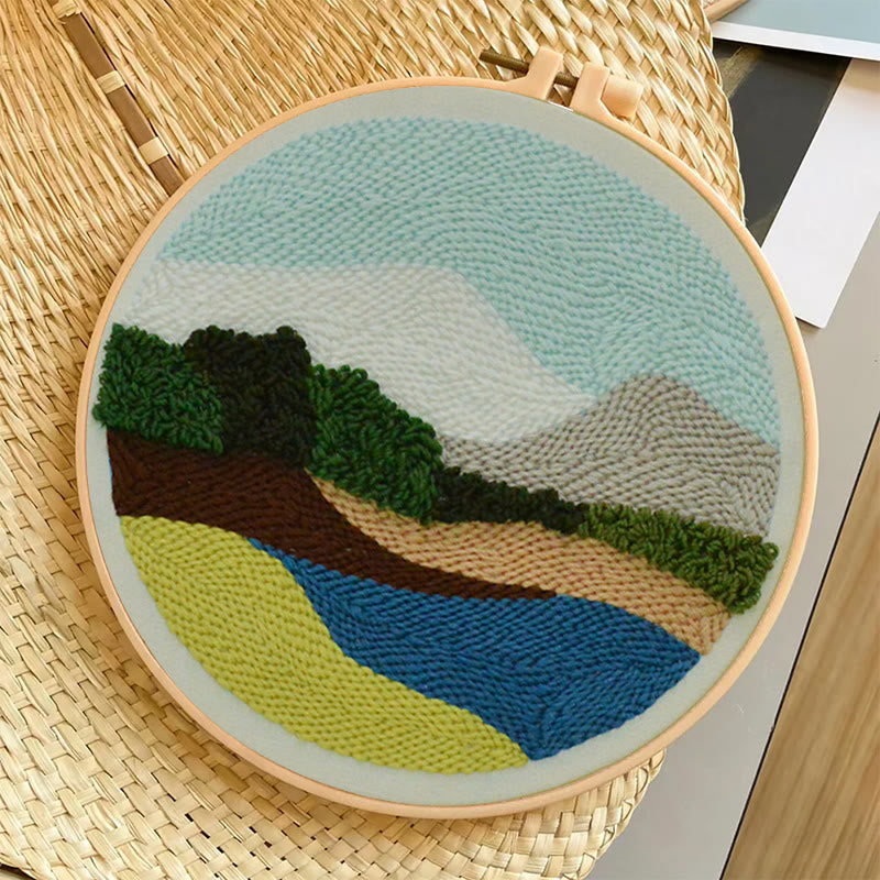 Serene Landscape Punch Needle Kit – Peaceful DIY Project | Relaxing Nature-Inspired Wall Art - image 9