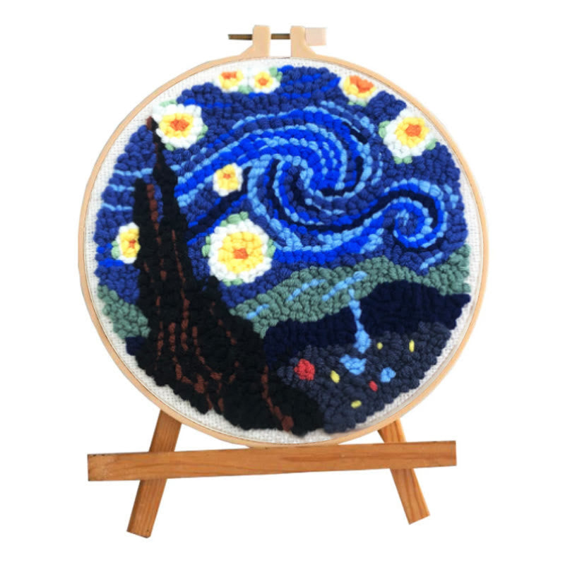 Starry Night Punch Needle Kit – Artistic DIY Design | Expressive Handmade Home Accent - image 1