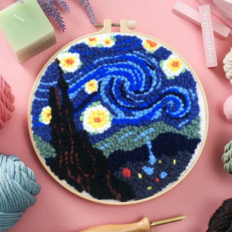 Starry Night Punch Needle Kit – Artistic DIY Design | Expressive Handmade Home Accent - image 7