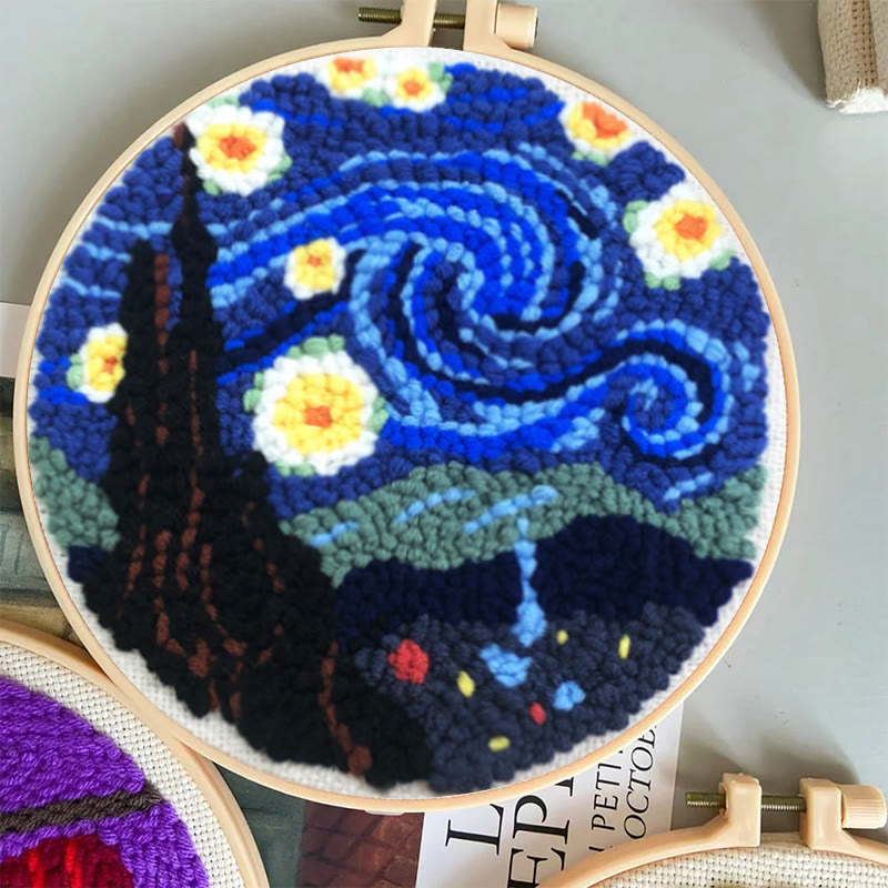 Starry Night Punch Needle Kit – Artistic DIY Design | Expressive Handmade Home Accent - image 5