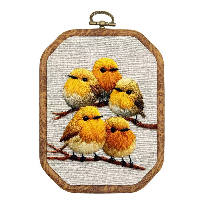 Rubbyoo Embroidery Kit - Yellow Birds On Branch | Unique Embroidery Art | Diy Holiday Gift - 20*15cm - image 0