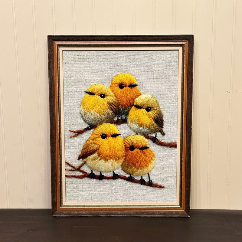 Rubbyoo Embroidery Kit - Yellow Birds On Branch | Unique Embroidery Art | Diy Holiday Gift - image 2
