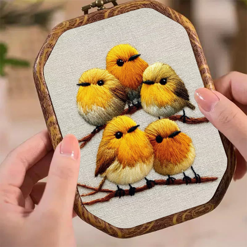 Rubbyoo Embroidery Kit - Yellow Birds On Branch | Unique Embroidery Art | Diy Holiday Gift - image 5