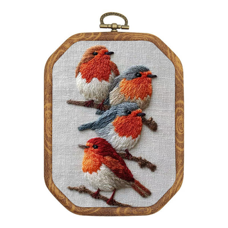 Rubbyoo Embroidery Kit - Robin Birds | Diy Animal Craft | Gifts For Bird Lovers - 20*15cm - image 0