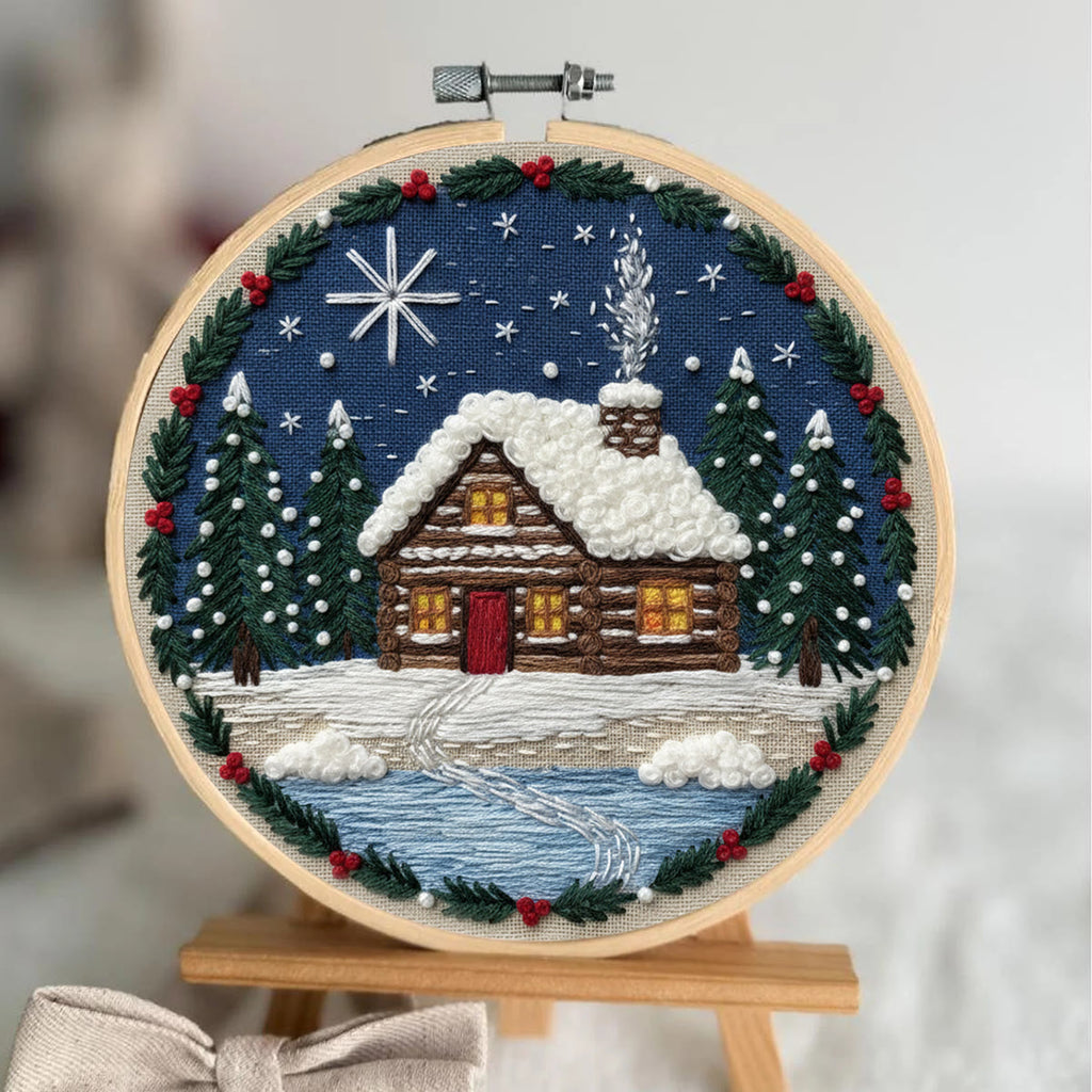 Rubbyoo Embroidery Kit - Christmas Snow Scene | Stitch Art For Beginner | Perfect Wall Hanging  - image 1
