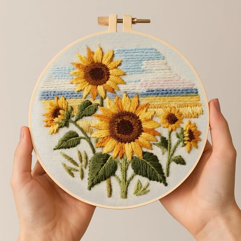 Rubbyoo Embroidery Kit - Seaside Sunflowers | Unique Desk Ornament | Perfect Birthday Gifts - image 1