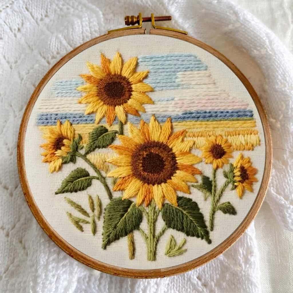 Rubbyoo Embroidery Kit - Seaside Sunflowers | Unique Desk Ornament | Perfect Birthday Gifts - image 3