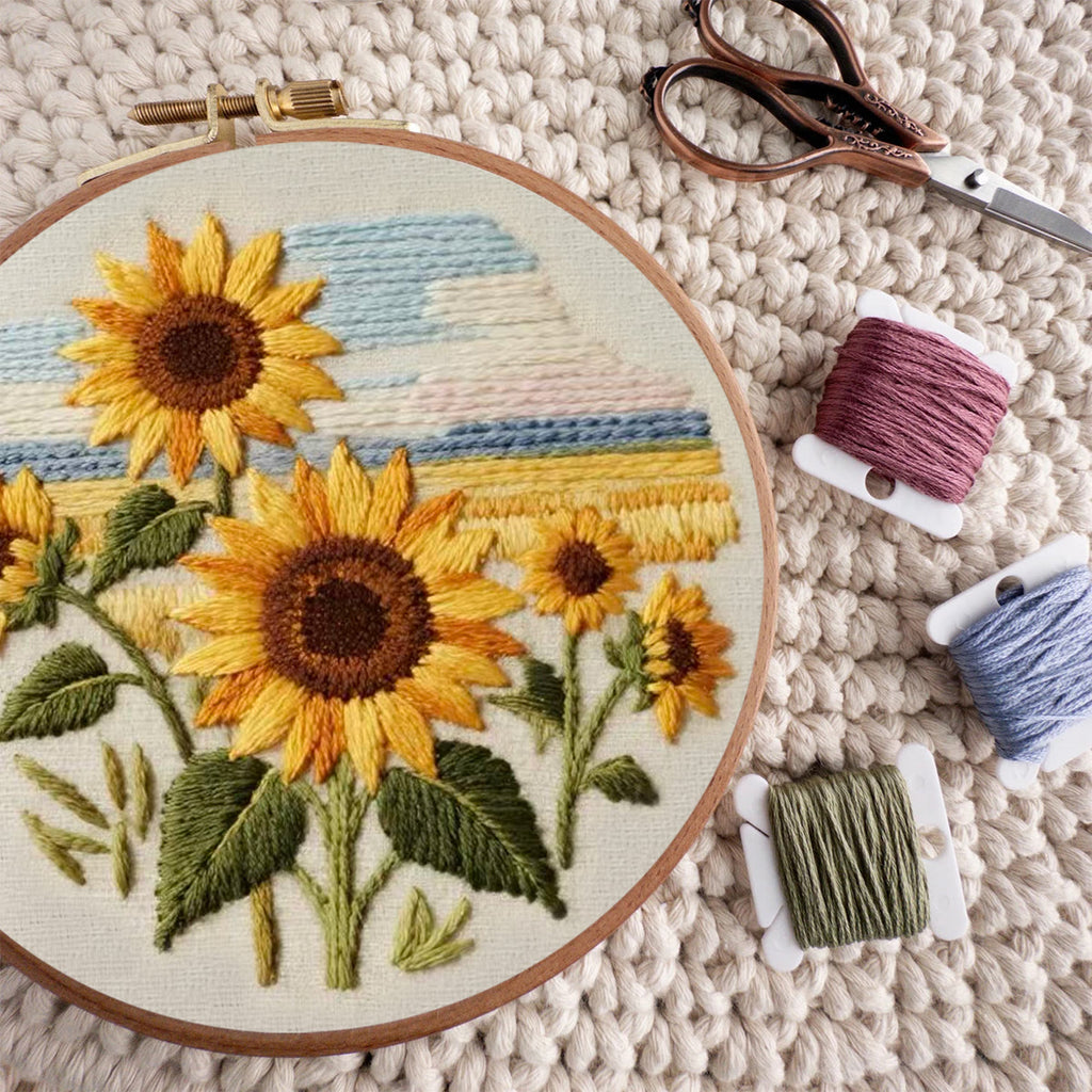 Rubbyoo Embroidery Kit - Seaside Sunflowers | Unique Desk Ornament | Perfect Birthday Gifts - image 8