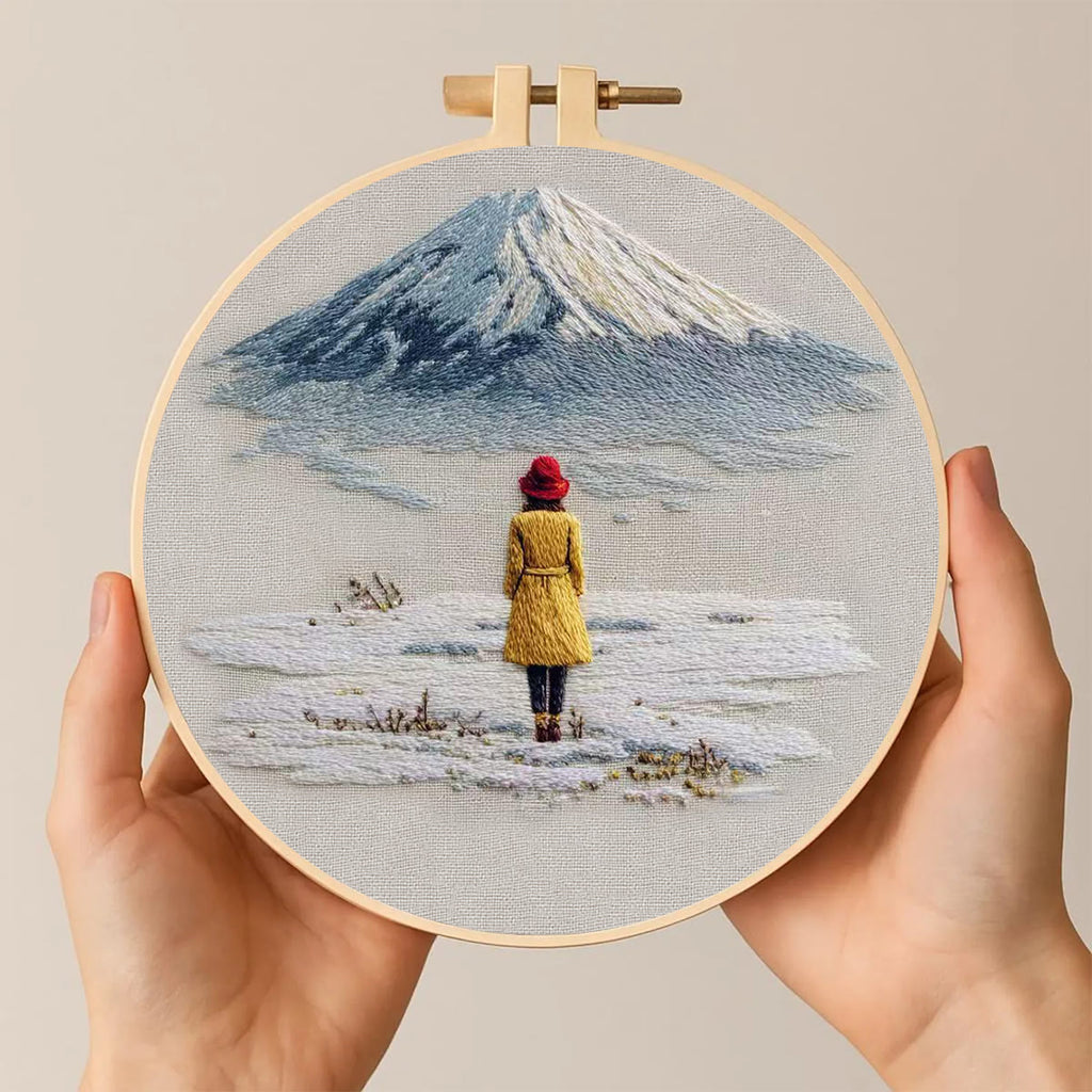 Rubbyoo Embroidery Kit - Snow Mountain | Diy Landscape Craft | Easy Stitch Hoop Art  - image 1