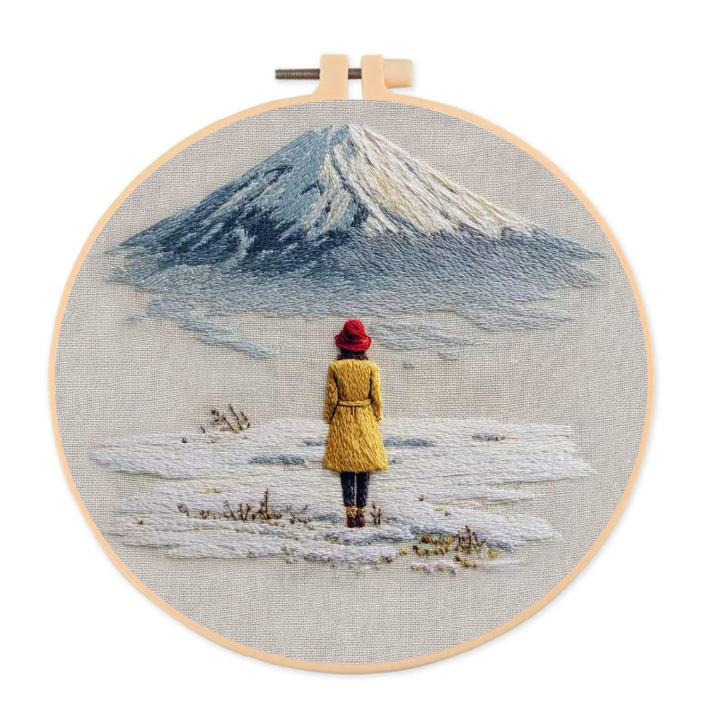 Rubbyoo Embroidery Kit - Snow Mountain | Diy Landscape Craft | Easy Stitch Hoop Art  - 20*20cm - image 0