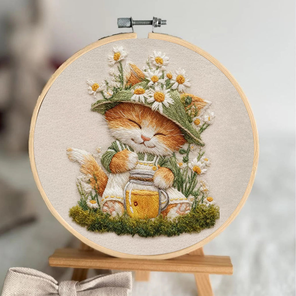 Rubbyoo Embroidery Kit - Floral Kitten | Lovely Animal Art | Gift For Home Decoration  - image 2