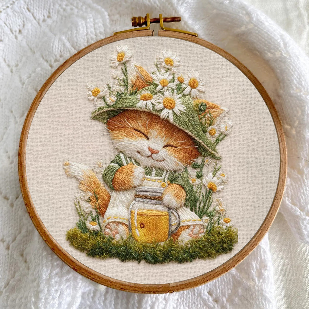 Rubbyoo Embroidery Kit - Floral Kitten | Lovely Animal Art | Gift For Home Decoration  - image 5