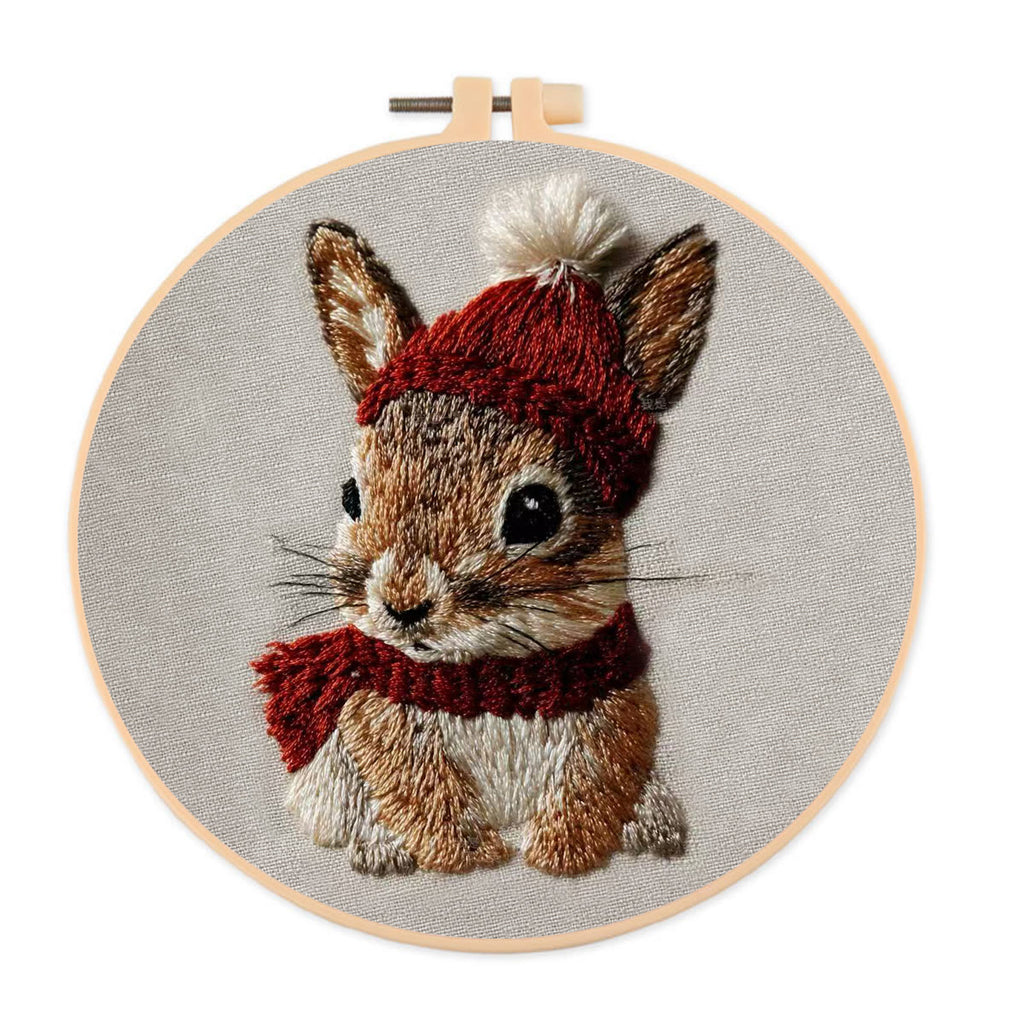 Rubbyoo Embroidery Kit - Christmas Bunny | Cute Animal Carft | Gift For Holiday Decor  - 20*20cm - image 0