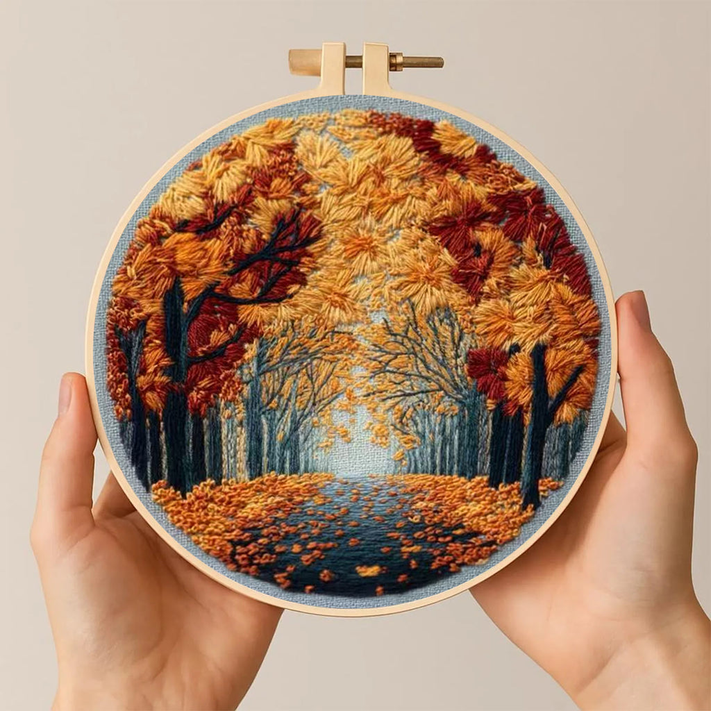 Rubbyoo Embroidery Kit - Autumn Scenery | Diy Landscape Craft | Personalized Wall Decoration  - image 1