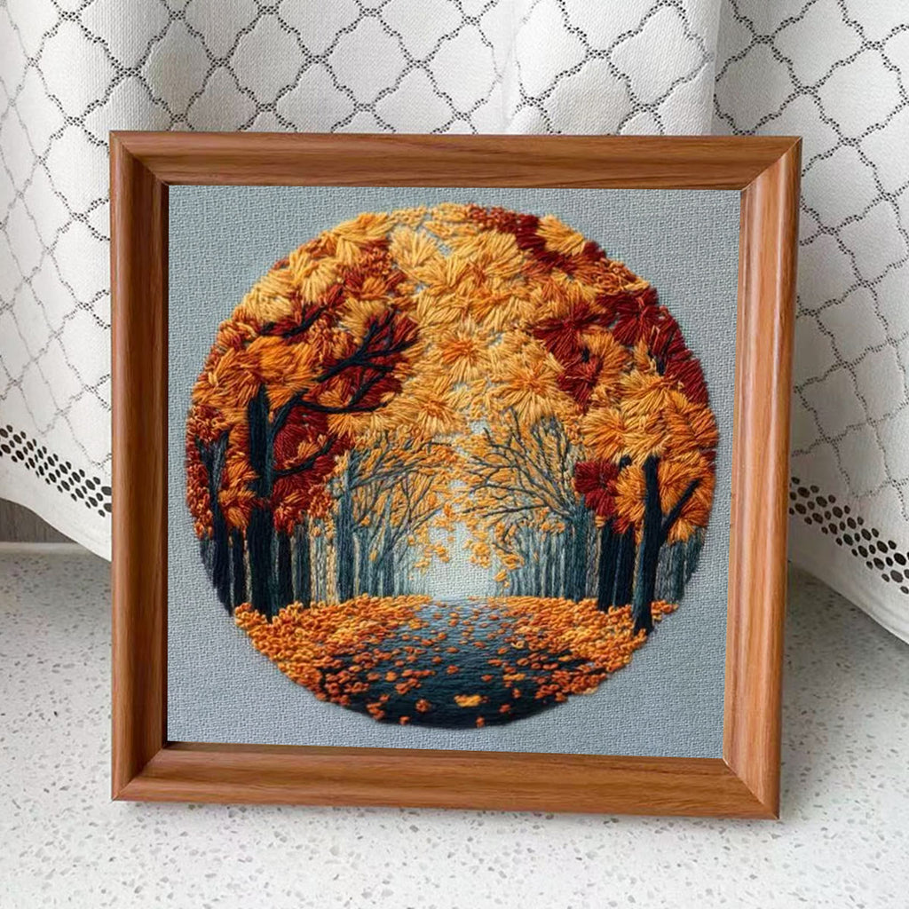Rubbyoo Embroidery Kit - Autumn Scenery | Diy Landscape Craft | Personalized Wall Decoration  - Embroidery Kit Plus An Extra Frame - image 10