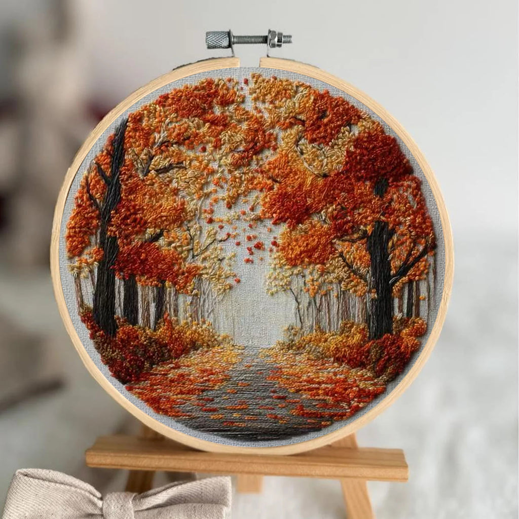 Rubbyoo Embroidery Kit - Fall Streets | Diy Hoop Art | Unique Landscape Needlecraft - image 2