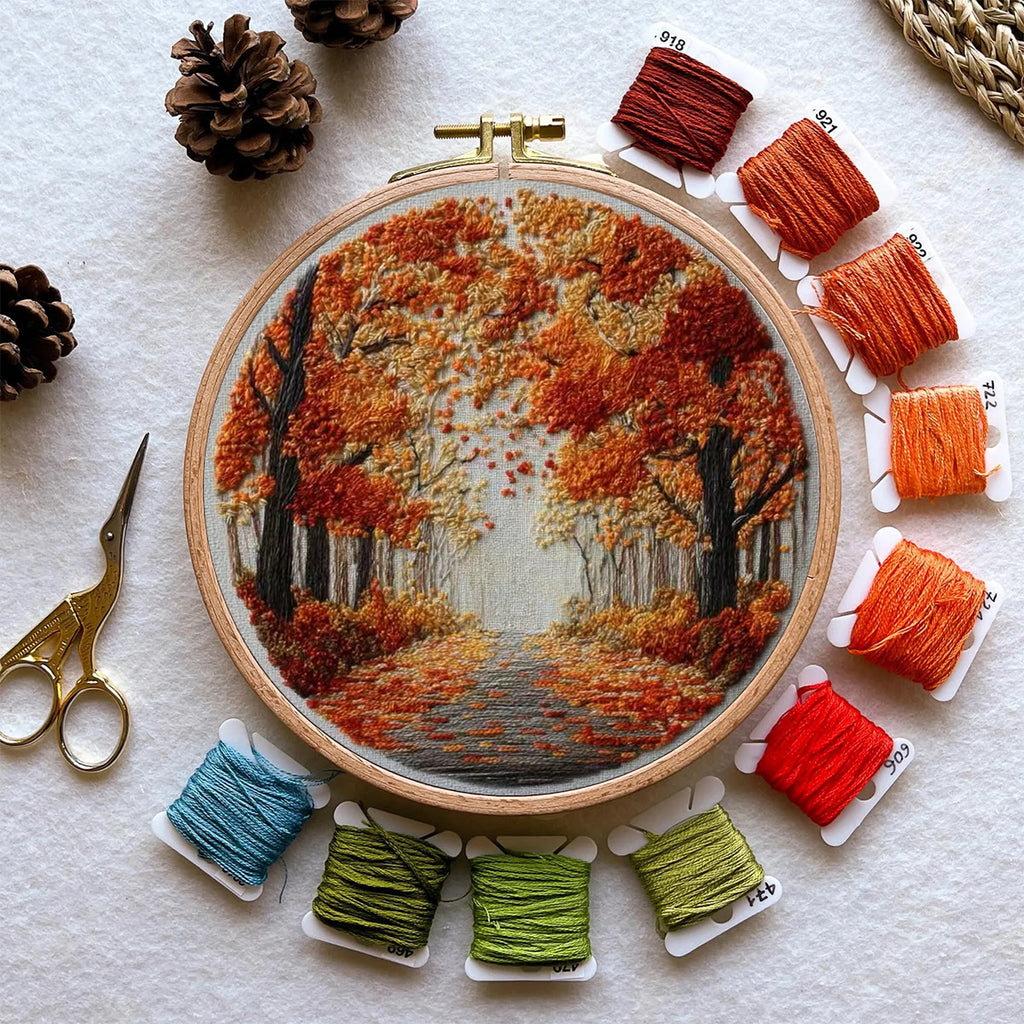 Rubbyoo Embroidery Kit - Fall Streets | Diy Hoop Art | Unique Landscape Needlecraft - image 9