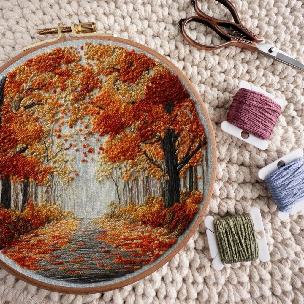 Rubbyoo Embroidery Kit - Fall Streets | Diy Hoop Art | Unique Landscape Needlecraft - image 8